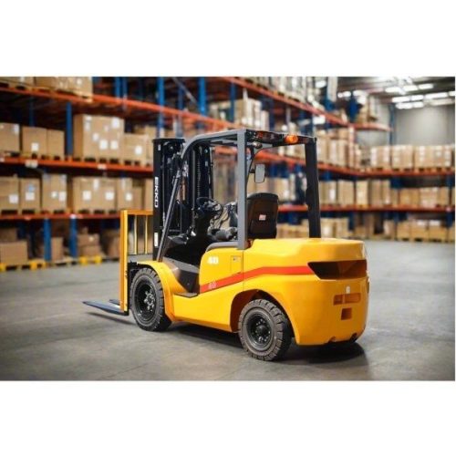 Rear angled view of EKKO EK20D Diesel Forklift in a warehouse