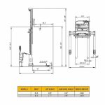 EKKO EB18E Full Powered Straddle Stacker measurement diagram raised forks
