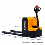EKKO EP25E Electric Walkie Pallet Jack measurement diagram with dimensional references