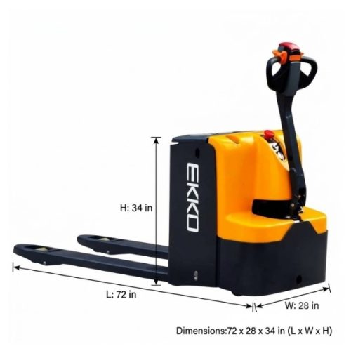 EKKO EP25E Electric Walkie Pallet Jack measurement diagram with dimensional references