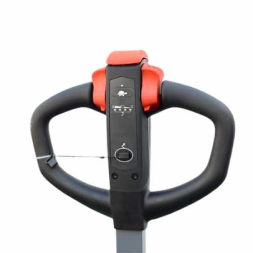 Front close-up EKKO EP20JLi Full Electric Pallet Jack operating handle controls