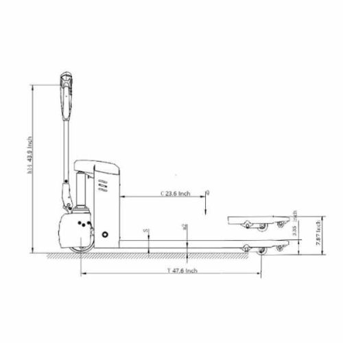Side measurement diagram for EKKO EP20JLi Full Electric Pallet Jack