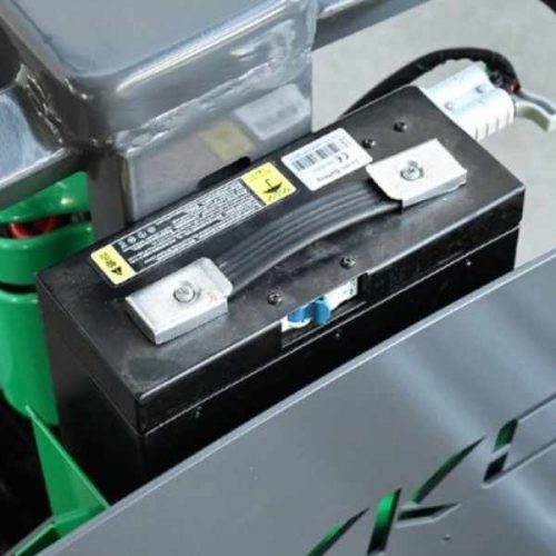 Detail view EKKO EPF18Li Full-Powered Lithium Electric Walkie Pallet Jack battery compartment