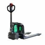Rear angled view EKKO EPF18Li Full-Powered Lithium Electric Walkie Pallet Jack battery compartment