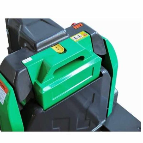 Detail view of EKKO EPT18Li Full-Powered Lithium Pallet Jack with technical measurements and component references