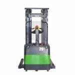Rear view EKKO EB20CS-189Li Lithium Electric Straddle Stacker mast and control handle