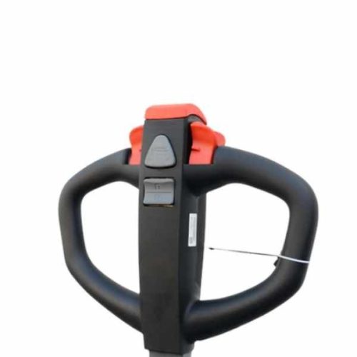 Close-up EKKO EP15JLIC Lithium Walkie Pallet Jack operating handle controls