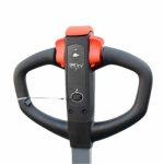 Front close-up EKKO EP18JLIC Lithium Walkie Pallet Jack operating handle controls