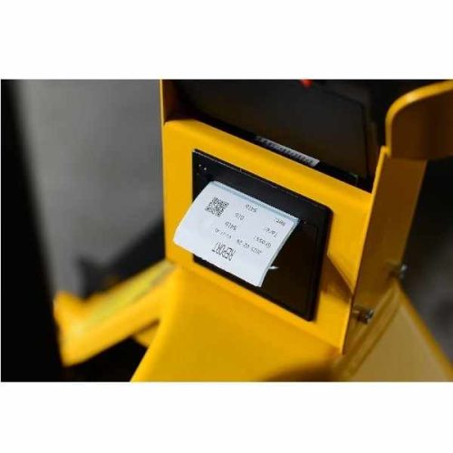 EKKO A25WL Manual Pallet Jack integrated printer producing a weight receipt