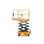 Side view EKKO ES60E Scissor Aerial Work Platform fully raised