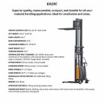 EKKO EA15C Semi-Electric Fork-Over Stacker positioned in a warehouse aisle