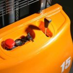 Close-up showing EKKO EA15A Semi-Electric Straddle Stacker control panel