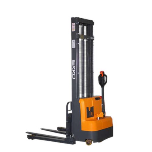 EKKO EB14C-145 full powered straddle stacker for warehouse pallet handling