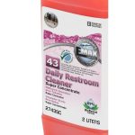Close-up of Emax 43 Daily Restroom cleaner label
