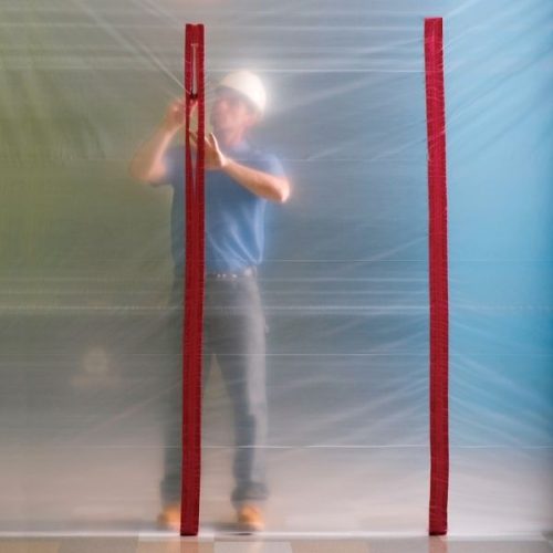 ZipWall Heavy Duty Zipper installed on a dust containment barrier for entry access