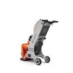 Rear view of Husqvarna Blastrac 1-8DM Shot Blasting System with handle controls and transport wheels