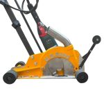 Close-up Mark-III Dust Buggy blade guard, wheels, and cutting assembly