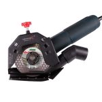 Mechanic DUSTER angled view installed on angle grinder