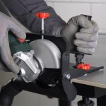 Mechanic LINER application on ceramic tile angle grinder and dust extraction
