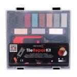 Top view open Mechanic TileRepairKit case repair wax, soldering iron, and accessories