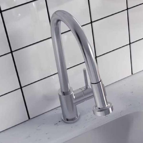 Pelican PL-8213 brushed nickel single hole pull down kitchen faucet