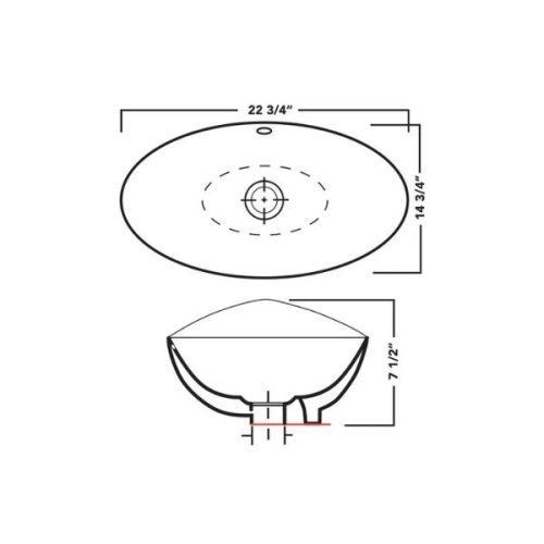 Dimensions diagram for Pelican Shell Series Porcelain Vessel Sink PL-3002