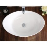 Top view Pelican Shell Series Porcelain Vessel Sink PL-3002 drain and overflow