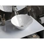 PL-3014 White Porcelain Vessel Bathroom Sink close-up rim and porcelain surface