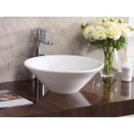 PL-3014 White Porcelain Vessel Bathroom Sink front view glossy white bowl