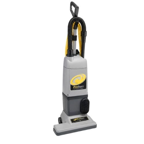 Angled view ProTeam 1500XP Upright Vacuum hose and wide cleaning base