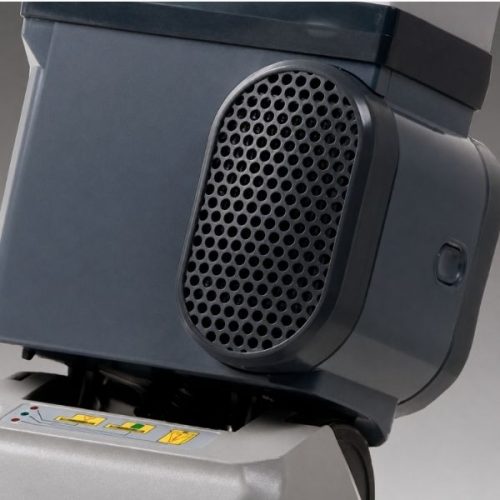 Close-up ProTeam 1500XP Upright Vacuum motor vent and lower housing