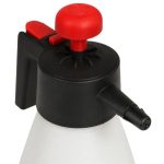 Angled view Pump Sprayer Pressure Release 2 Quart tank, handle, and spray wand