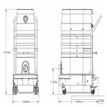 Dimensions view Ruwac Red Raider Pro industrial vacuum for surface preparation dust collection