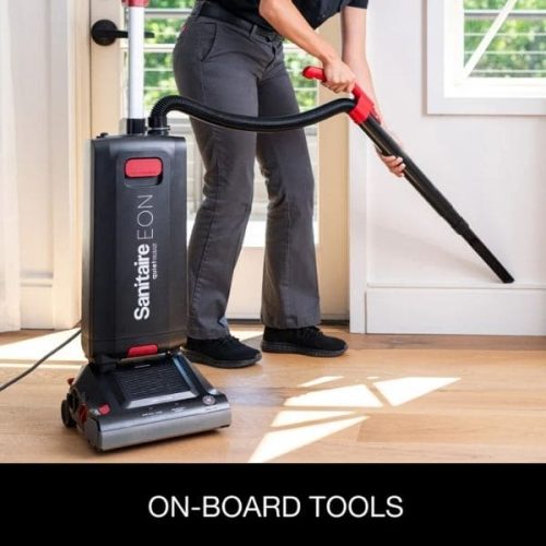 Sanitaire EON QuietClean Commercial Upright Vacuum SC5500B using onboard wand and hose
