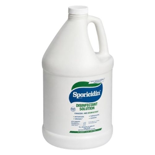 Angled view Sporicidin RTU Disinfectant bottle trigger sprayer