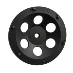 Angled view StoneCrete Cup Wheel segmented grinding surface and center mounting hole
