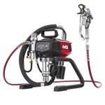 Titan Tool Impact X 440 Skid Airless Sprayer with spray gun, hose, and skid frame