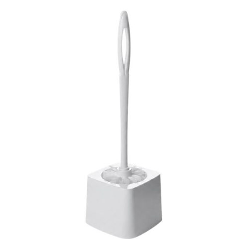Toilet Bowl Brush Holder gallery 2 with white plastic holder, round base, and restroom brush storage