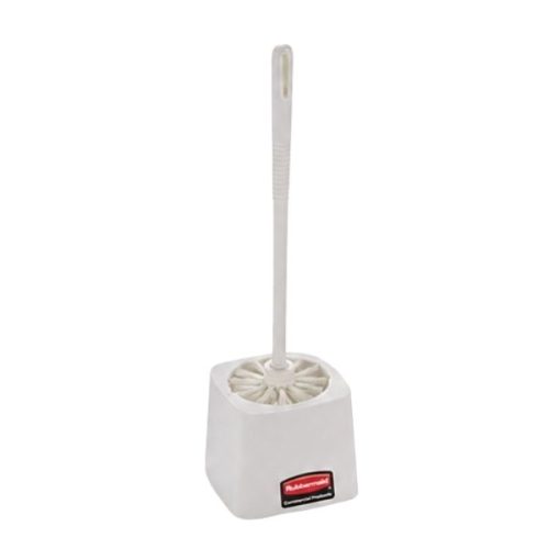 Toilet Bowl Brush Holder gallery 3 with white plastic holder, round base, and restroom brush storage