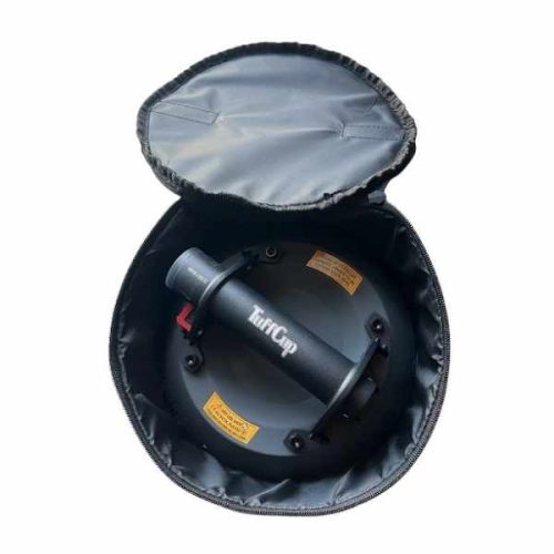 TuffCup UltraCurve 9 LED electric vacuum lifter stored inside an open carrying case