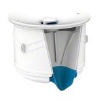 Waterless Urinal Cartridge close-up with round urinal cartridge top and drain slots
