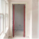 Front view ZipDoor Standard Door Kit installed across a doorway