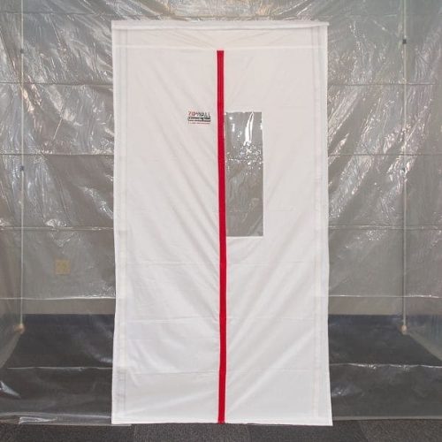 Closed ZipDoor Magnetic Door Kit red magnetic seam and clear window