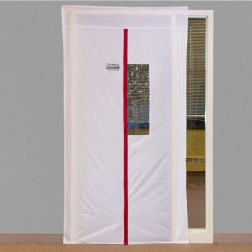 Front view ZipDoor Magnetic Door Kit installed across a commercial doorway
