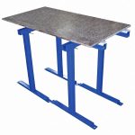 In-use view Aardwolf Adjustable Trestle AT-765N supporting stone during fabrication