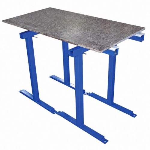 In-use view Aardwolf Adjustable Trestle AT-765N supporting stone during fabrication