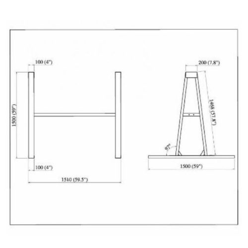Dimension diagram for Aardwolf Full Slab A-Frame SAF02-S