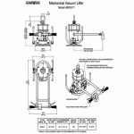 Dimension diagram for Aardwolf Mono Mechanical Vacuum Lifter 270