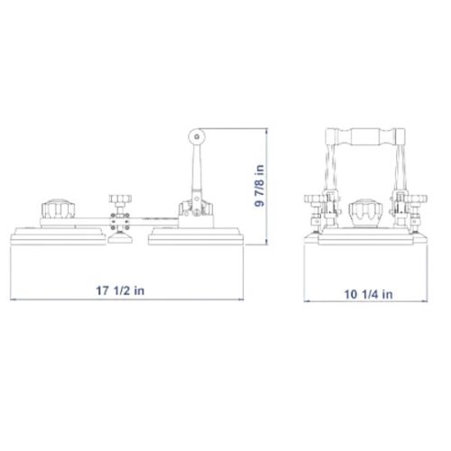 Dimensions view showing Aardwolf Ratchet Seam Setter measurements