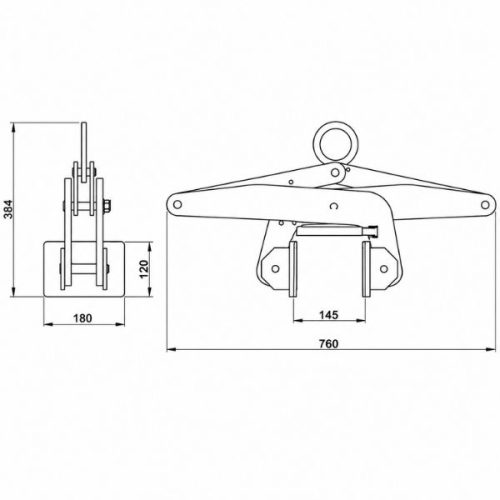 Dimension diagram for Aardwolf Scissor Lifter 125 Auto Lock